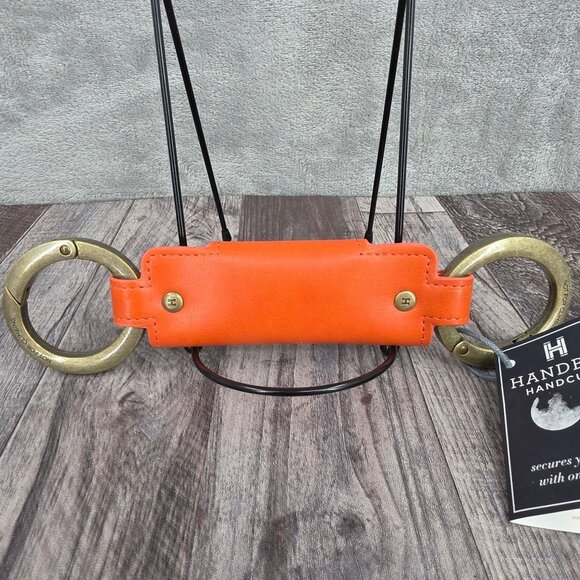 Handbag Handcuff Bag Restraint Security Cuff Strap Gift Orange Faux Leather New - Picture 6 of 8